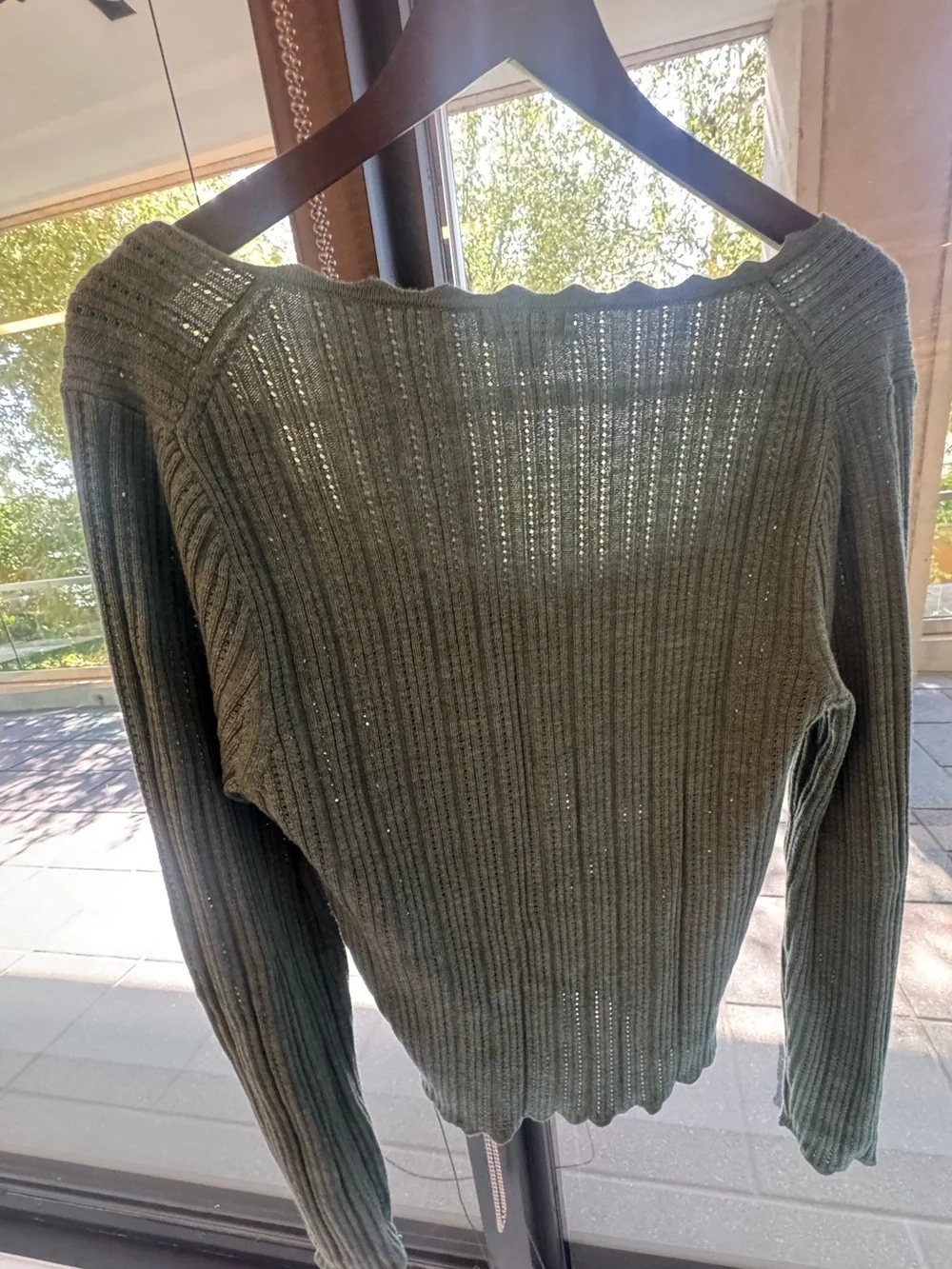 J. Crew Ribbed Square-Neck Sweater in Dusty Teal Green